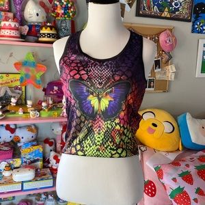 NWT Delia's Dolls Kill Deadstock Butterfly Snake Skin Tie Dye Crop Top Shirt